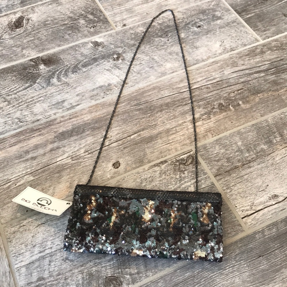 Big Buddha Tao Sequin Metallic Clutch Crossbody